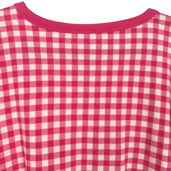 Talbots‎ Women's Gingham Check Crew Neck Sweatshirt Pink White Size 2X Casual - Picture 6 of 11